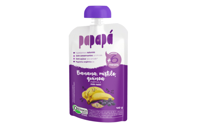Papinha Papapá orgânica banana mirtilo e quinoa 