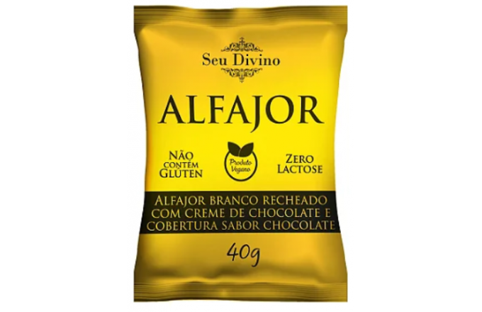 Alfajor Branco Vegano - Recheado com Creme de Chocolate e Cobertura sabor Chocolate - 40g
