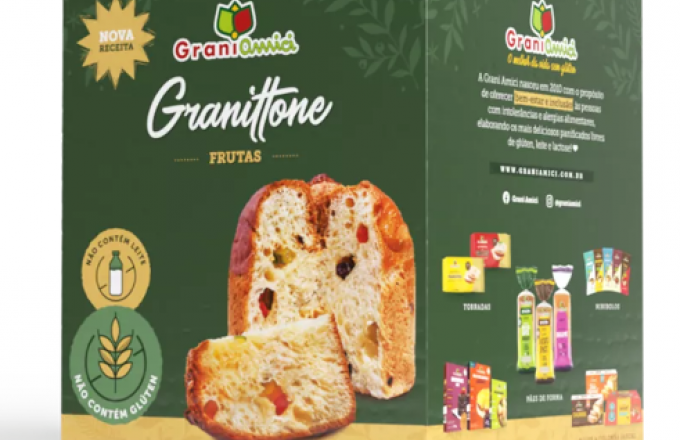 Granittone / panettone com frutas sem glúten, sem lactose, sem leite - grani amici 300g