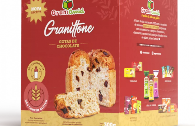Granittone / chocottone gotas de chocolate sem glúten, sem lactose, sem leite - grani amici 300g