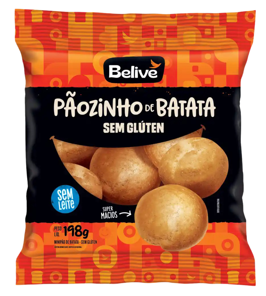 Pão de Batata Sem Glúten Sem Leite Sem Lactose Pãozinho Belive