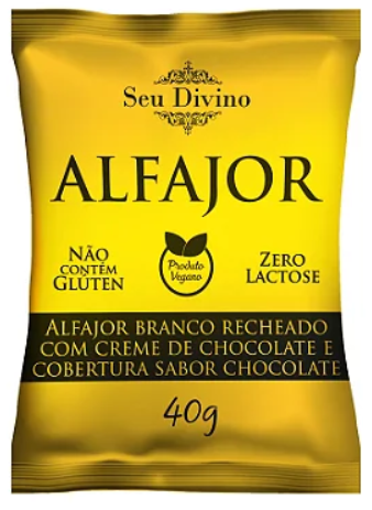 Alfajor Branco Vegano - Recheado com Creme de Chocolate e Cobertura sabor Chocolate - 40g