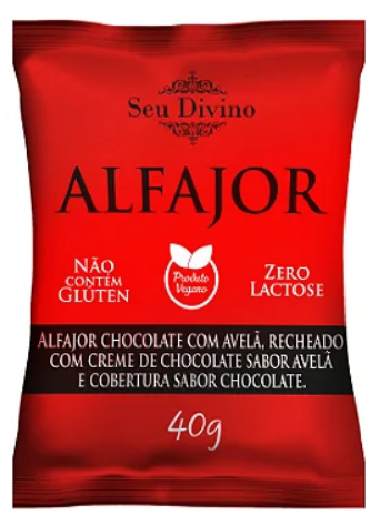 Alfajor Chocolate com Avelã Vegano - Recheado com Creme de Chocolate sabor avelã e Cobertura sabor Chocolate - 40g